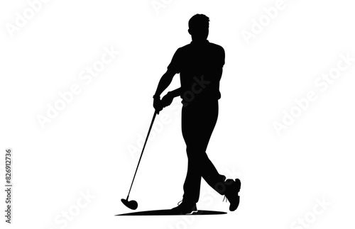 Golfer black Silhouette Vector art, Golf Player Silhouette Clipart