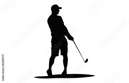 Golfer Silhouette Vector art, A Golf Player Silhouette black Clipart