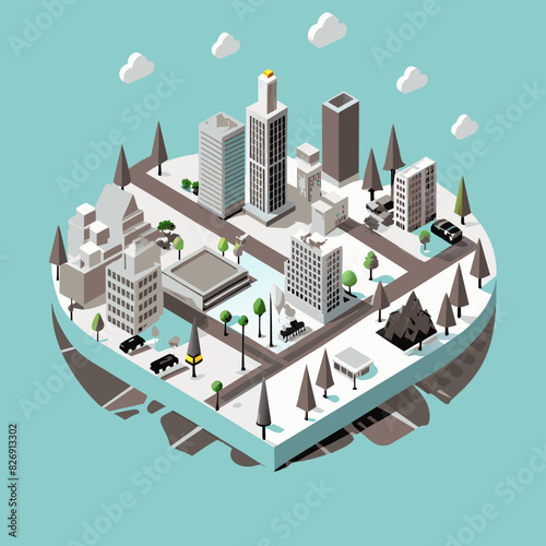 Illustrate a modern city with plenty of green spaces, trees, and parks, emphasizing urban sustainability and eco-friendly architecture.