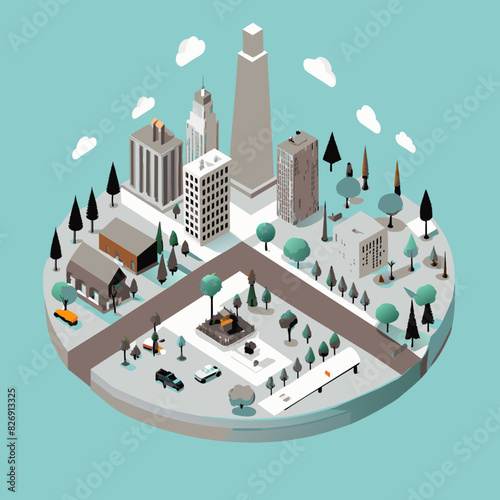 Illustrate a modern city with plenty of green spaces, trees, and parks, emphasizing urban sustainability and eco-friendly architecture.