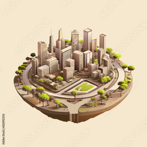 Illustrate a modern city with plenty of green spaces, trees, and parks, emphasizing urban sustainability and eco-friendly architecture.
