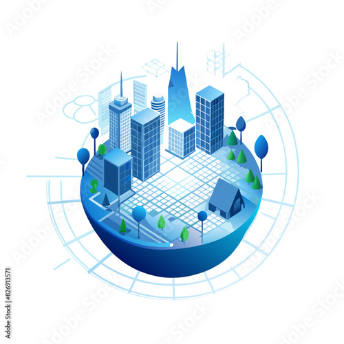 Illustrate a modern city with plenty of green spaces, trees, and parks, emphasizing urban sustainability and eco-friendly architecture.