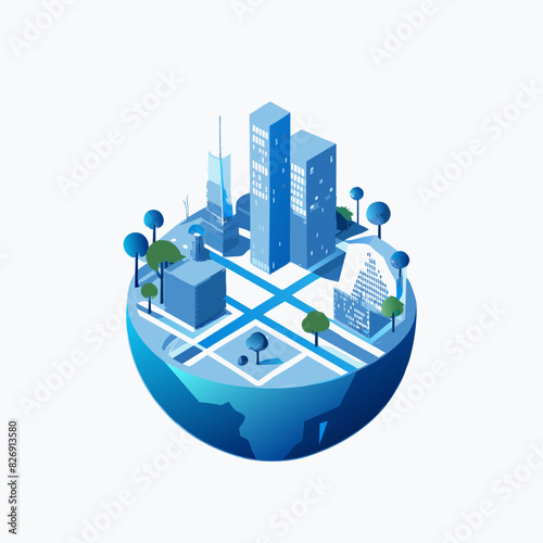 Illustrate a modern city with plenty of green spaces, trees, and parks, emphasizing urban sustainability and eco-friendly architecture.