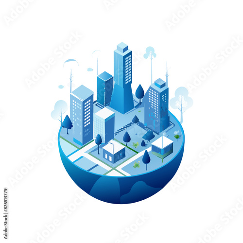 Illustrate a modern city with plenty of green spaces, trees, and parks, emphasizing urban sustainability and eco-friendly architecture.