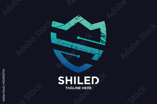 Shiled with letter S logo design Premium Vector