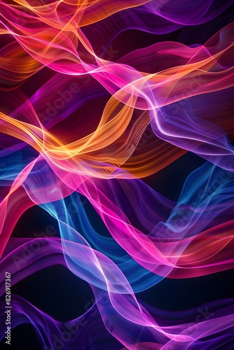 Mesmerizing Neon Waves of Vibrant Gradient Hues in a Surreal Digital Art Display