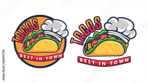 tacos vector logo template  label sticker emblem for business mexican food illustration 