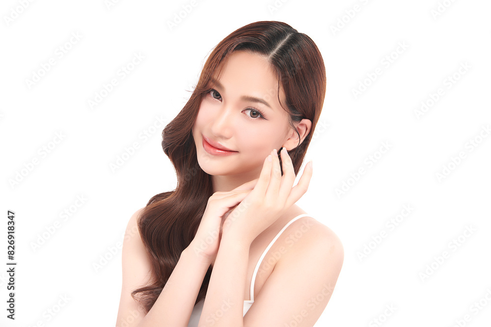 Beautiful young asian woman with clean fresh skin on white background, Face care, Facial treatment, Cosmetology, beauty and spa, Asian women portrait. Beautiful young asian woman with clean fresh skin on white background, Face care, Facial treatment, Cosmetology, beauty and spa, Asian women portrait.