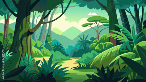 Tropical rainforest safari jungle background 