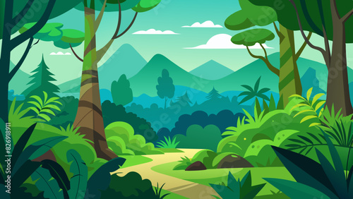 Tropical rainforest safari jungle background 