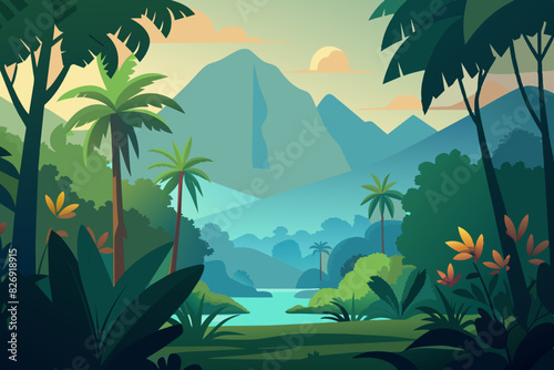 Tropical rainforest safari jungle background 