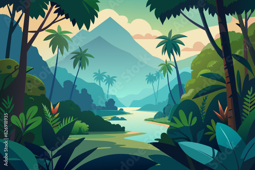 Tropical rainforest safari jungle background 