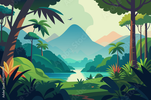 Tropical rainforest safari jungle background 