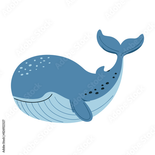 A large blue whale with a big tail swimming