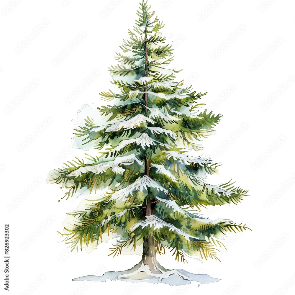 Fototapeta premium Create a watercolor painting of a single pine tree