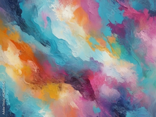 Abstract multicolored acrylic painting  brush strokes paint texture  modern background