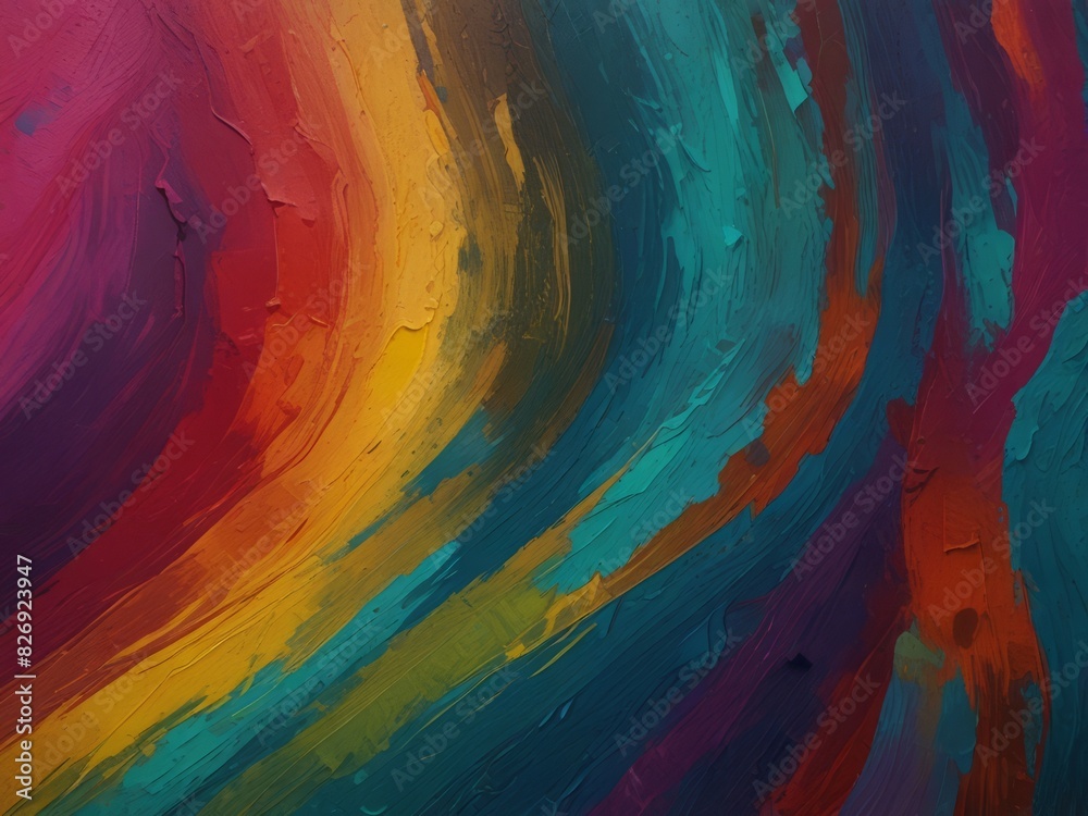 Fototapeta premium Abstract multicolored acrylic painting, brush strokes paint texture, modern background