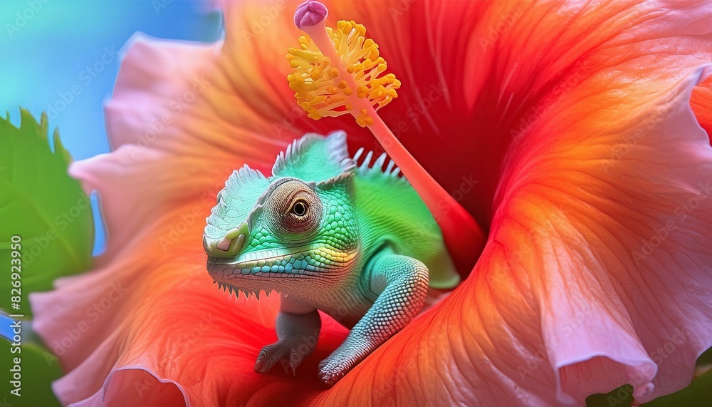 Hibiscus Hideaway: The Vibrant World of a Chameleon's Secret