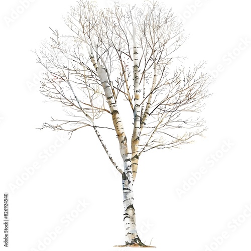 Create a watercolor painting of a birch tree in autumn © Sukifli.D