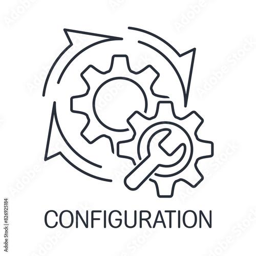 Change configuration. Setting parameters, optimize system .Vector linear icon isolated on white background.