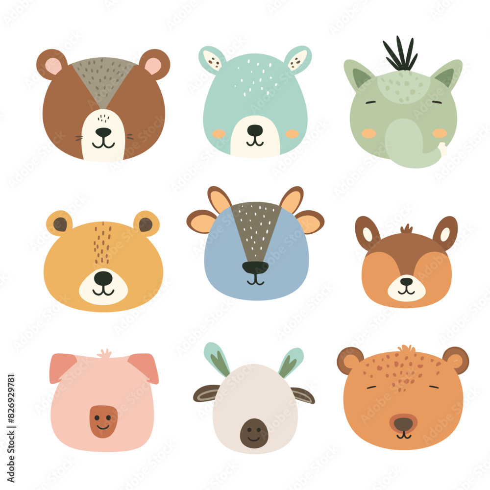 Fototapeta premium arious animals, all facing the front