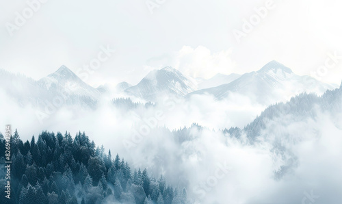 Create a realistic depiction of thick white fog or smog, envelop