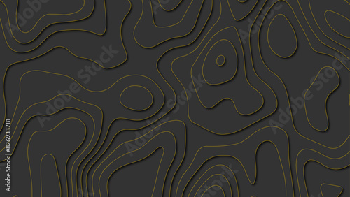 Black papercut background. Abstract realistic paper cut decoration textured with wavy layers.