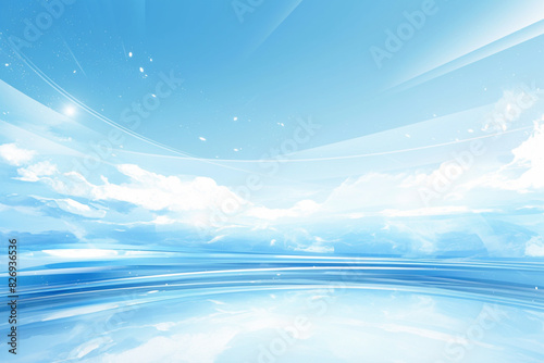 Background image of clouds on the vast water surface illuminated by the sun photo