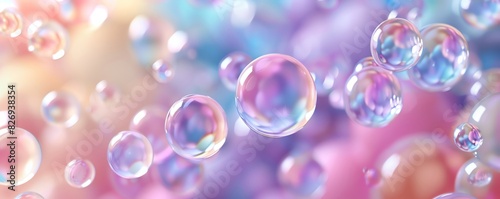 Wallpaper Mural A 3D abstract background of floating translucent spheres in a gradient of pastel colors Torontodigital.ca