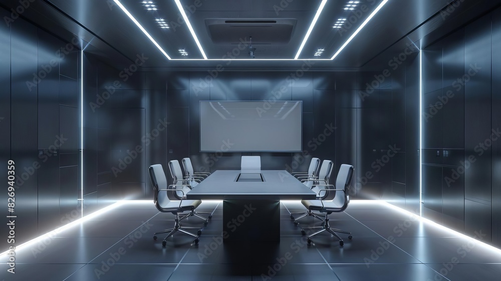 sleek compact meeting room with hidden led lighting and projector ultradetailed 3d render sleek compact meeting room with hidden led lighting and projector ultradetailed 3d render