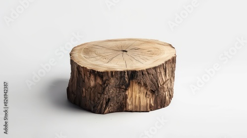 wood stump realistic on a white background