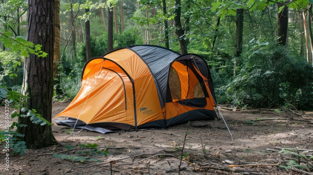 tent pitched in the forest wallpaper
