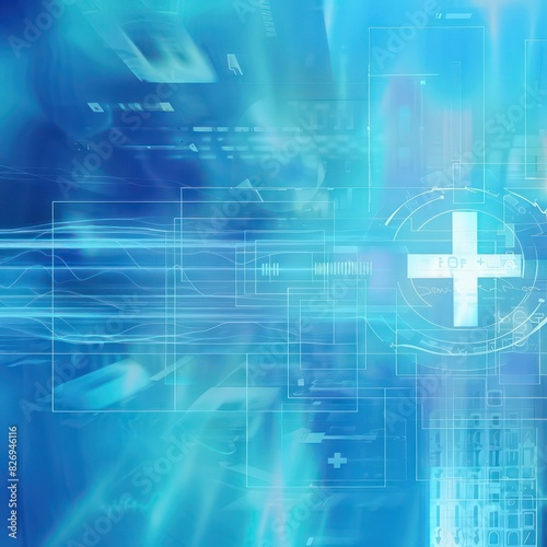 medical blurred graphic illustration in a blue futuristic background 