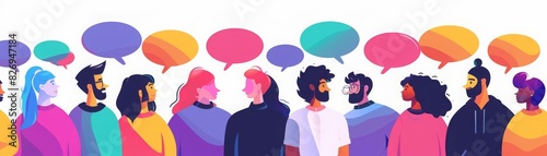 Bundle of people talking or speaking to each other Collection of chatting men and women with speech bubbles isolated on white background Colorful vector illustration in flat cartoon style, closeup, fl