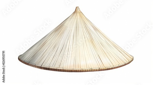 Vietnamese Conical Hat  N  n L    with Botanical Illustration on White Background