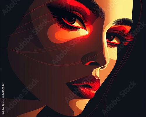 Closeup graphic of a womans face halfdone with makeup, highlighting the transformation and artistry of cosmetics photo