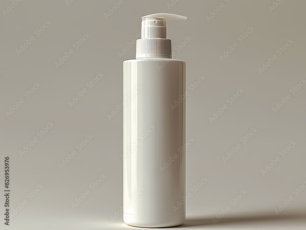 Realistic Mockup blank label of bottle isolated on neutral minimal style background for cosmetic, skincare commercial product presentation Realistic Mockup blank label of bottle isolated on neutral minimal style background for cosmetic, skincare commercial product presentation