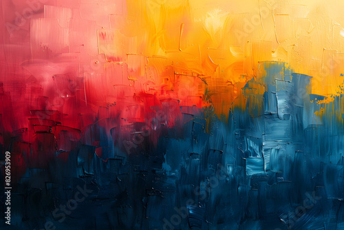 Colorful Background with abstract oil painting vibrant colors. Variety of brush strokes in different shades. The strokes are thick and overlapping, creating a unique texture photo