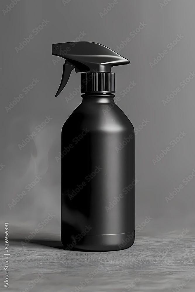 Realistic Mockup blank label of black bottle isolated on neutral grey minimal style background for cosmetic, skincare commercial product presentation Realistic Mockup blank label of black bottle isolated on neutral grey minimal style background for cosmetic, skincare commercial product presentation