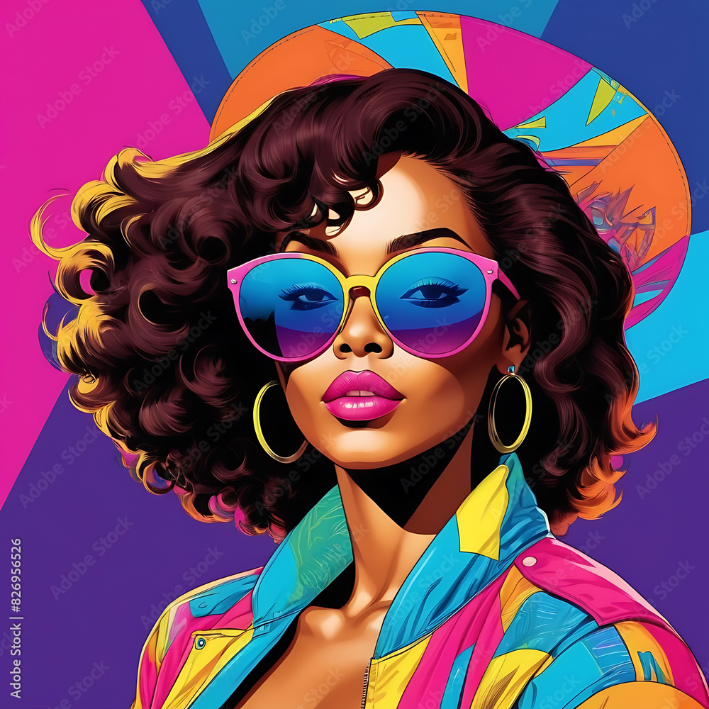 Cool African American Woman Black Pop Art Sunglasses Cool African American Woman Black Pop Art Sunglasses