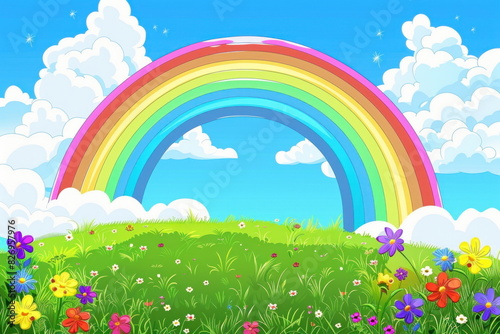 spring background with rainbow, nature