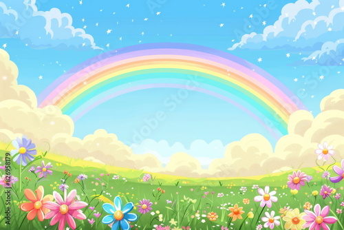 spring background with rainbow, nature