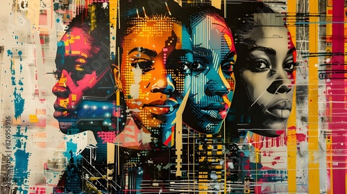 Vibrant Digital Portrait of a Family African American Computer Programmer in Futuristic Setting