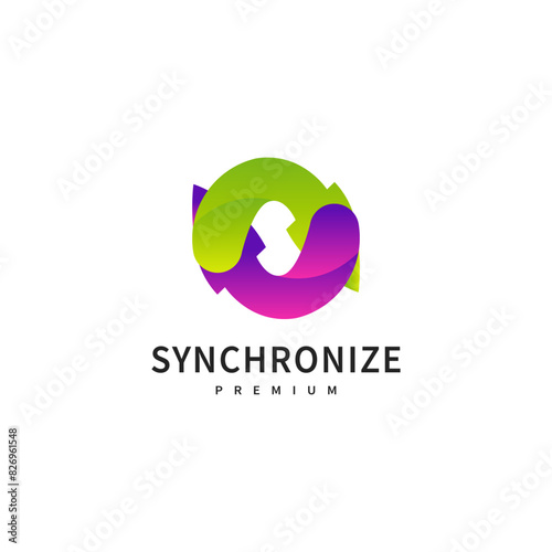 Arrow synchronize, technology logo design illustration 2