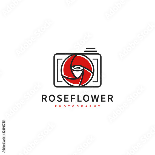 photography logo design with rose flower and camera Free Download photography logo design with rose flower and camera - GFXLoad