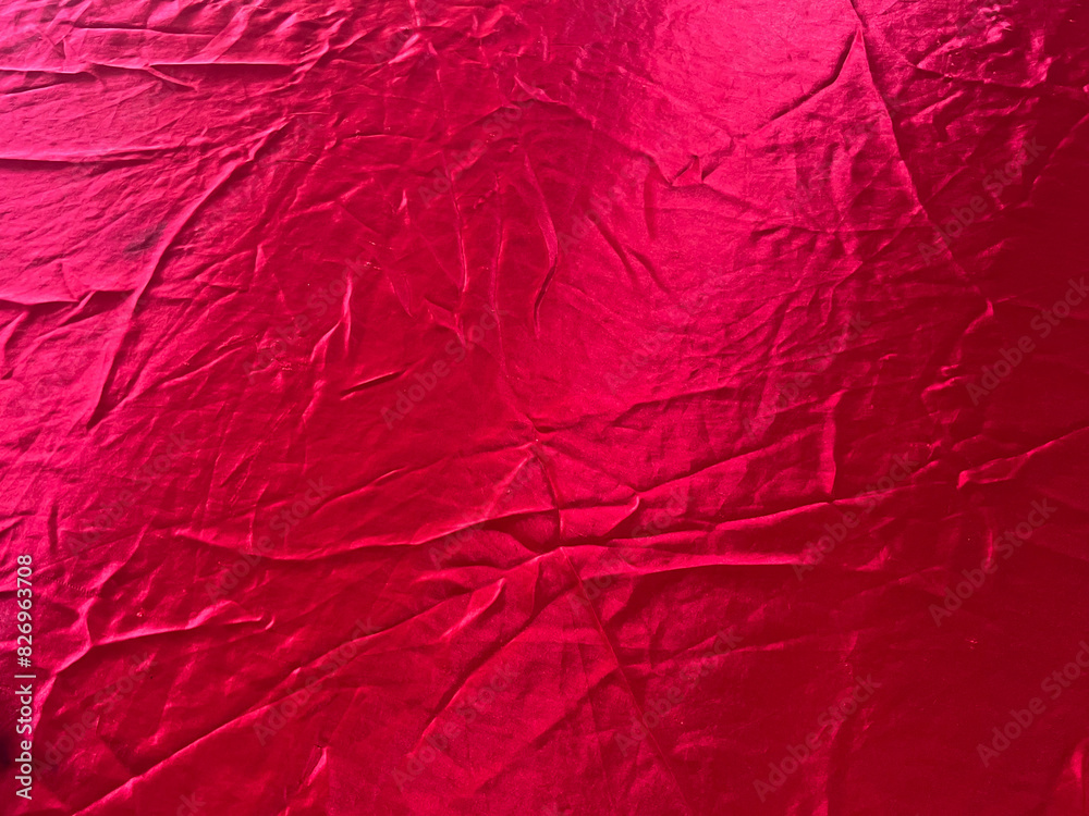 Vibrant Red Silk Fabric with Gentle Creases Vibrant Red Silk Fabric with Gentle Creases