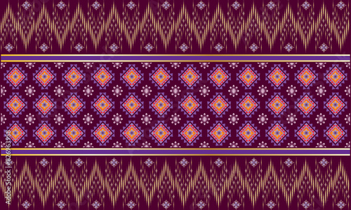 Seamless Thai pattern woven fabric, ethnic style, purple background.