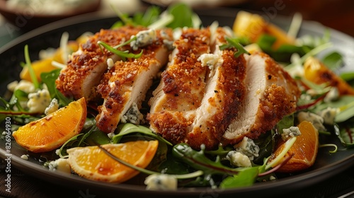 Golden-Breaded Chicken Breast Salad with Citrus and Blue Cheese