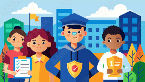 A poster competition for local school children with the theme being Crime Prevention to promote the Neighborhood Watch Program and community safety.. Vector illustration