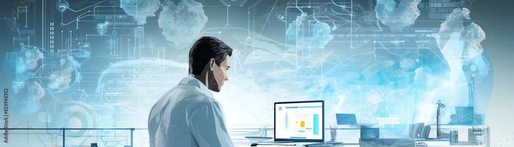 Modern technology for health diagnosis, AI data analysis, online medicine concept Modern technology for health diagnosis, AI data analysis, online medicine concept